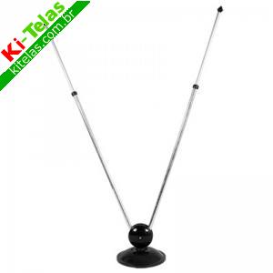ANTENA INTERNA TIPO "V" C/ BASE - LUXO PRETA - INDUSAT