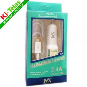 CARREGADOR VEICULAR 2.4A C/ DUAS PORTAS USB - PADR&Atilde;O