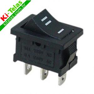 CHAVE / INTERRUPTOR GANGORRA - 3 POSI&Ccedil;&Otilde;ES - LIGADO/DESLIGADO/LIGADO - 4,8MM - 6A - PRETO - PADR&Atilde;O