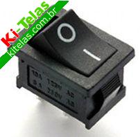 CHAVE / INTERRUPTOR GANGORRA - 2 POSI&Ccedil;&Otilde;ES - LIGADO/DESLIGADO - 3A 250V OU 6A 125V - PRETO (MINI) - PADR&Atilde;O