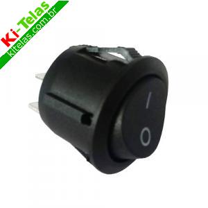 CHAVE / INTERRUPTOR REDONDO - 2 POSI&Ccedil;&Otilde;ES - LIGADO/DESLIGADO - 6,4MM - 6A - PRETO - PADR&Atilde;O