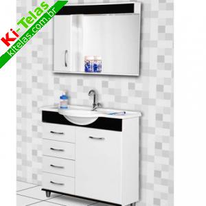 CONJUNTO ARM&Aacute;RIO PARA BANHEIRO C/ ESPELHEIRO E L&Acirc;MPADA LED - 84CM - VIENA - A. J. RORATO