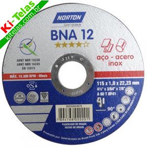 DISCO DE CORTE P/ A&Ccedil;O INOX - 4.1/2" (4,5") - 1,0MM - NORTON