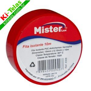 FITA ISOLANTE PVC - VERMELHO - 10 METROS - MISTER