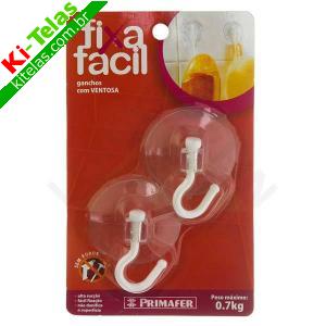 GANCHOS COM VENTOSA FIXA F&Aacute;CIL - 2 PE&Ccedil;AS - PRIMAFER