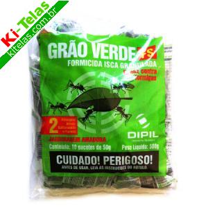 GR&Atilde;O VERDE - VENENO FORMIGA - PACOTE C/  10 UNID. DE 50G CADA - DIPIL
