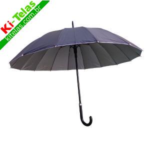 GUARDA CHUVA PRETO C/ PRATA - 10 VARETAS - CABO EMBORRACHADO - PADR&Atilde;O