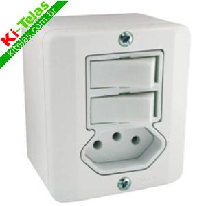 INTERRUPTOR 2 TECLA 1 TOMADA - STX - 10A - RADIAL