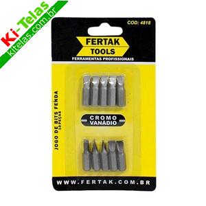 JOGO DE BITS FENDA P/ PARAFUSADEIRA - 10 PE&Ccedil;AS - FERTAK TOOLS