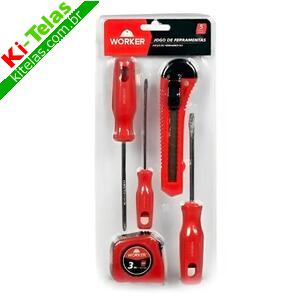 KIT FERRAMENTAS - JOGO COM 5 PE&Ccedil;AS - WORKER