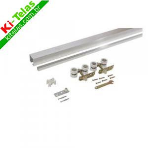 KIT PERFIL COM ROLDANAS PARA PORTA CORRER 2 METROS - EMBUTIR - PADR&Atilde;O