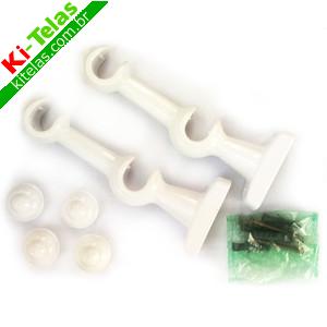 KIT SUPORTE PARA VAR&Atilde;O DE CORTINA DUPLO - BRANCO - PADR&Atilde;O