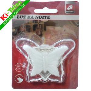 MINI LUMIN&Aacute;RIA NOTURNA - LUZ DA NOITE - BORBOLETA - RGB - 0,5W - 2700K - 220V - PADR&Atilde;O