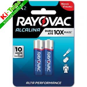 PILHA ALCALINA - AA PEQUENA - CARTELA COM 2 UNIDADES - RAYOVAC