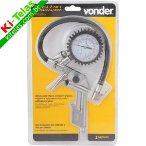 PISTOLA COM CALIBRADOR PARA PNEUS E BICO PARA LIMPEZA - VONDER