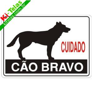 PLACA - CUIDADO C&Atilde;O BRAVO - 30X20CM - PADR&Atilde;O