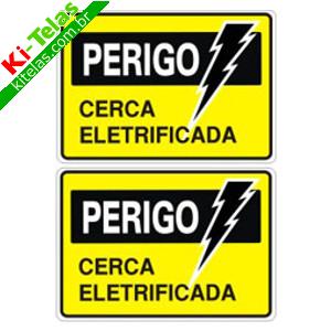 PLACA - PERIGO CERCA EL&Eacute;TRICA - PADR&Atilde;O