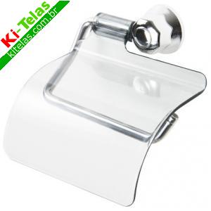 PORTA PAPEL HIGI&Ecirc;NICO - CRISTAL/CROMADO - BELLA ARTE