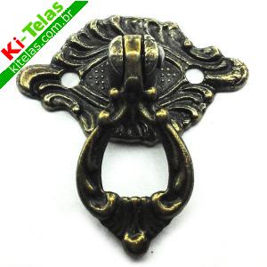 PUXADOR COLONIAL DE METAL - OURO VELHO - M54 - 38X21MM - PADR&Atilde;O