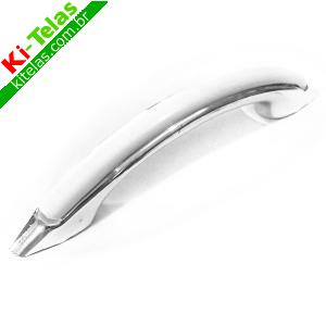 PUXADOR EM PVC CROMADO COM DETALHE BRANCO - FURA&Ccedil;&Atilde;O 10CM - PADR&Atilde;O