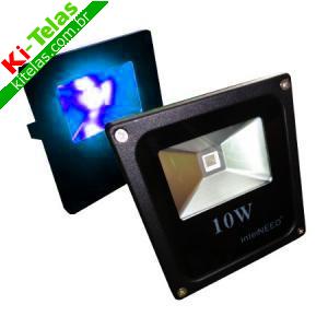 REFLETOR LED BIVOLT - LUZ AZUL - CAIXA PRETA - 10W - INTERNEED