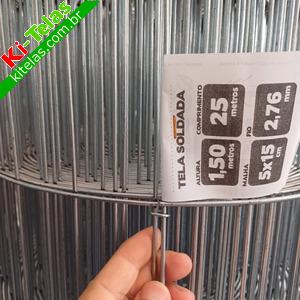 TELA SOLDADA - MALHA 5X15CM - FIO 2,76MM - 1,50M - KI-TELAS