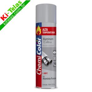 TINTA SPRAY ALTA TEMPERATURA - ALUM&Iacute;NIO FOSCO - 350ML - CHEMICOLOR