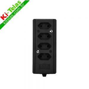 TOMADA BARRA HERCULES 2P+T 10A QUADRUPLA PRETA - INTERNEED