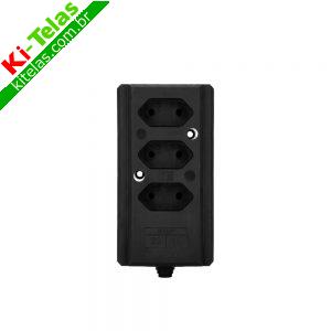 TOMADA BARRA HERCULES 2P+T 10A TRIPLA PRETA - INTERNEED