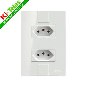 TOMADA DUPLA 2P+T 10A 250VCA COM PLACA CLICK - MECTRONIC