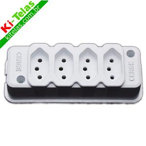 TOMADA EM BARRA QUADRUPLA - 4X2P+T - 10A - PADR&Atilde;O