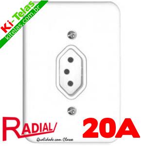 TOMADA SIMPLES - BRANCA - POLLAR - 2P+T - 20A/250V - RADIAL